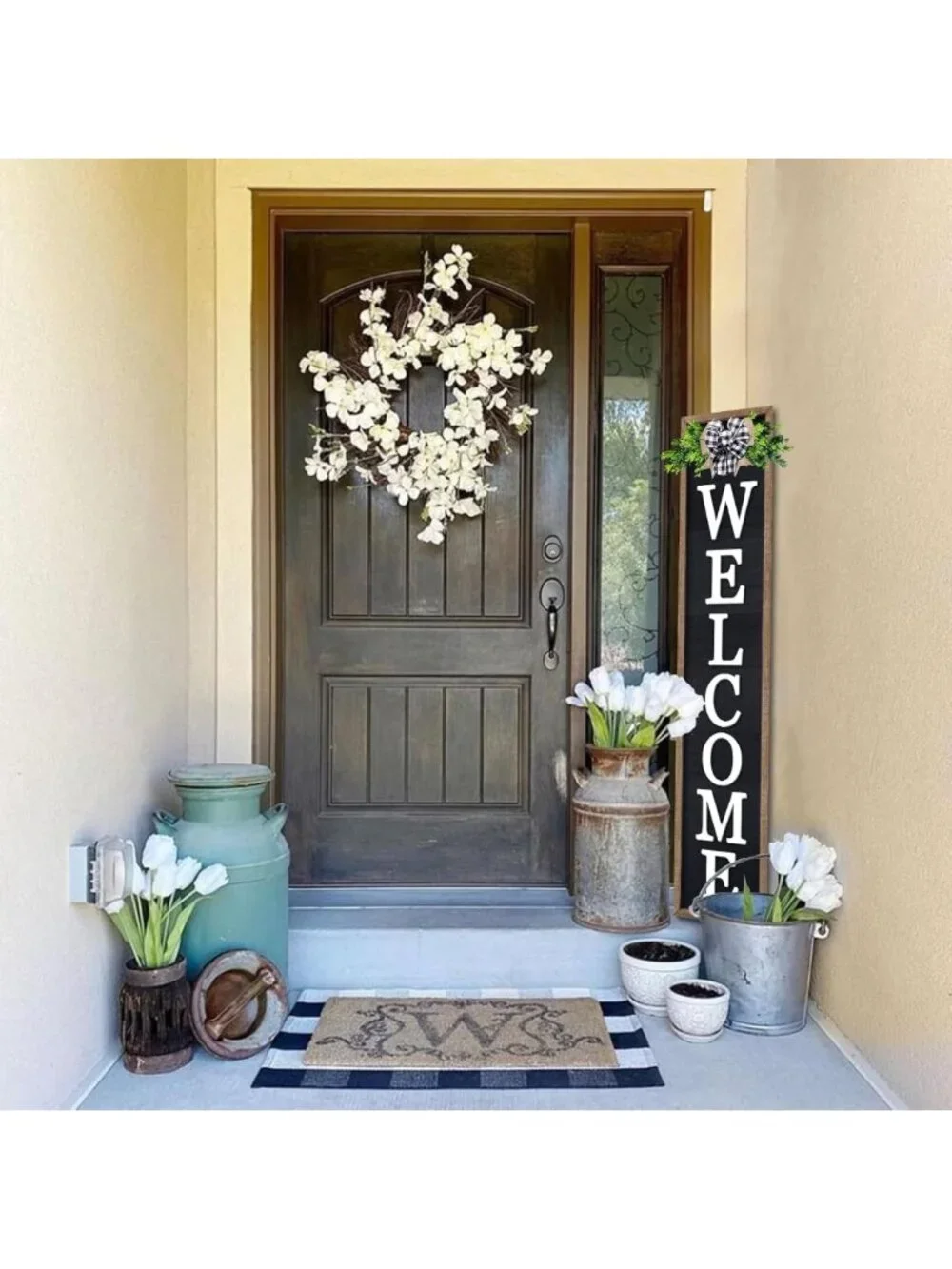 Charming Outdoor Welcome Sign for Front Porch - 45”x9” Rustic Wood Decor